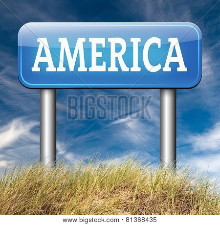 America north america or south and central america travel vacation and tourism road trip trough continent road sign
