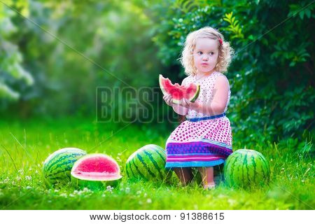 Little Girl Eating Watermelon