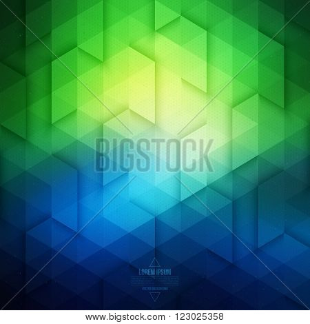 Vector technology geometric background. Vector blue and green background. Abstract vector pattern. Vector geometric structure. Triangular vector background. Retro vector background. Hipster background