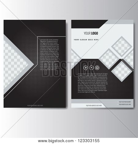 Creative white and black annual report Leaflet Brochure Flyer template A4 size design, book cover layout design. Abstract and unique creative presentation template.