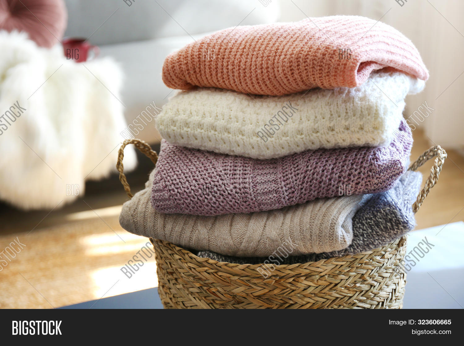 Pile Knitted Sweaters Image Photo Free Trial Bigstock