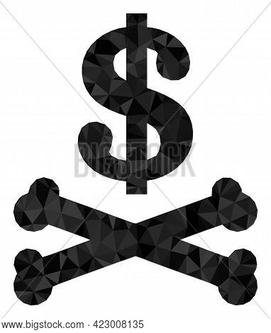 Low-poly Dead Dollar Combined With Random Filled Triangles. Triangle Dead Dollar Polygonal Icon Illu