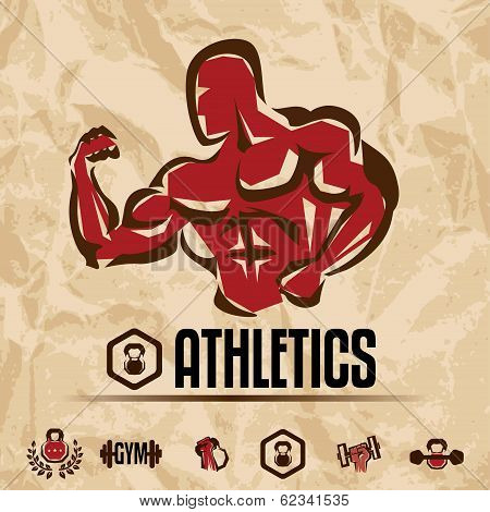 Athletics, Gym Labels Collection, Vintage Fitness Emblems