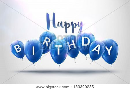 Happy birthday balloons celebration. Birthday party decoration design. Festive baloons lettering template. Celebration poster.