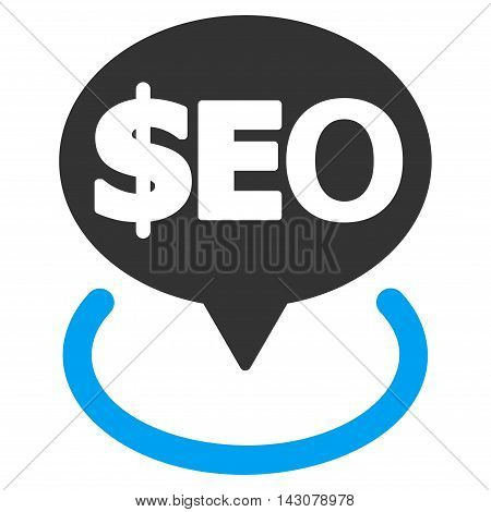 Geotargeting Seo icon. Vector style is bicolor flat iconic symbol with rounded angles, blue and gray colors, white background.