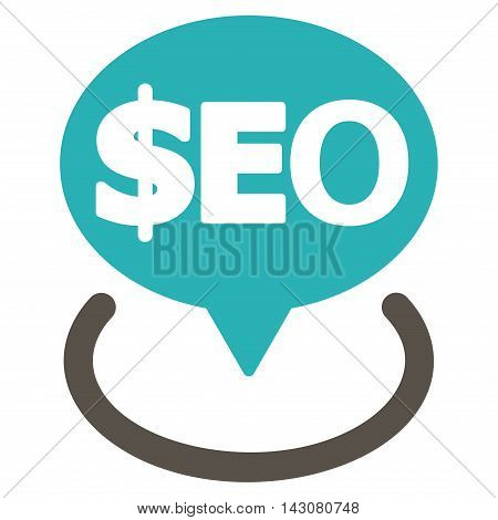 Geotargeting Seo icon. Vector style is bicolor flat iconic symbol with rounded angles, grey and cyan colors, white background.