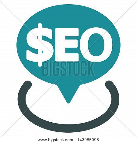 Geotargeting Seo icon. Vector style is bicolor flat iconic symbol with rounded angles, soft blue colors, white background.