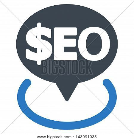 Geotargeting Seo icon. Vector style is bicolor flat iconic symbol with rounded angles, smooth blue colors, white background.