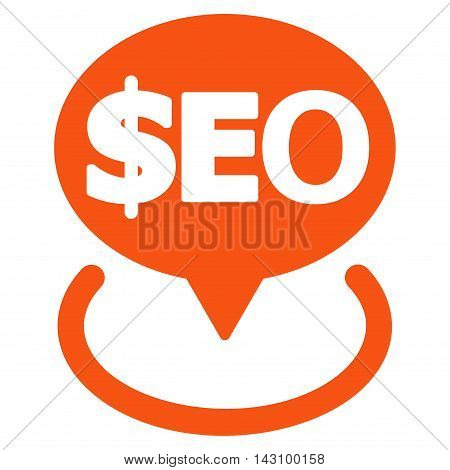 Geotargeting Seo icon. Vector style is flat iconic symbol with rounded angles, orange color, white background.