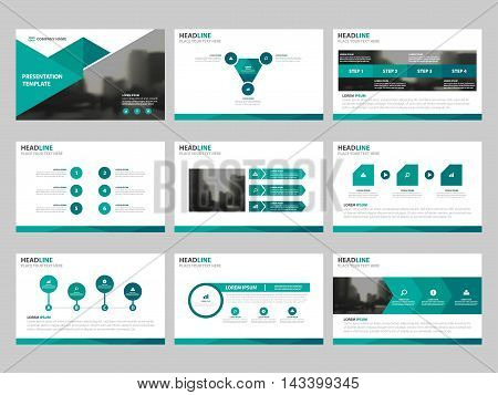 Green triangle presentation templates Infographic elements template flat design set for annual report brochure flyer leaflet marketing advertising banner template