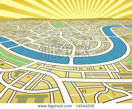 Editable vector illustration of a street map landscape