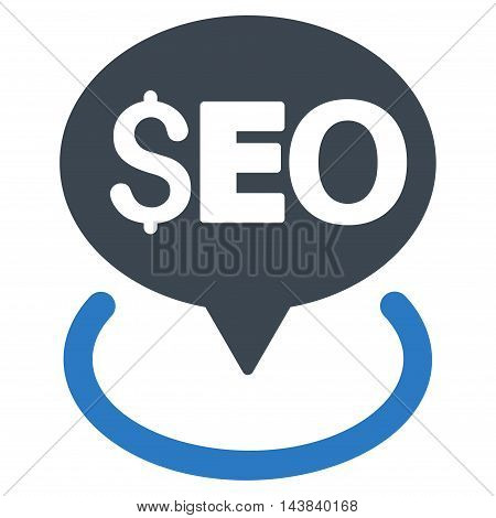 Seo Geotargeting icon. Vector style is bicolor flat iconic symbol with rounded angles, smooth blue colors, white background.