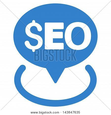 Seo Geotargeting icon. Vector style is flat iconic symbol with rounded angles, cobalt color, white background.