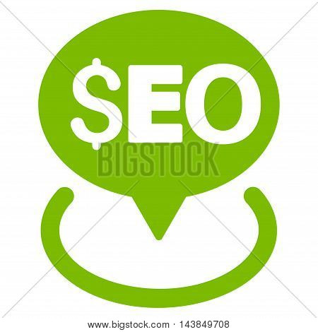 Seo Geotargeting icon. Vector style is flat iconic symbol with rounded angles, eco green color, white background.