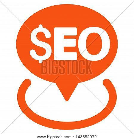 Seo Geotargeting icon. Vector style is flat iconic symbol with rounded angles, orange color, white background.