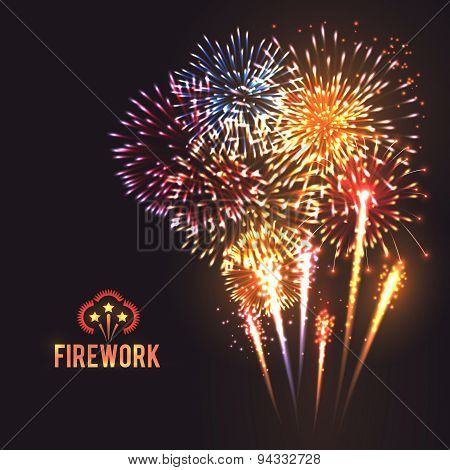 Festive firework black background poster