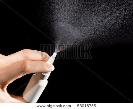 Close-up Of Nasal Drug Spraying