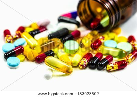 Diferent Tablets Pills Capsule Heap Mix