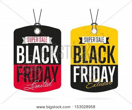 Black Friday sale black sticker vector isolated. Discount or special offer price sign on Black Friday. Sale banner. Promo offer on black friday. Special offer sale sticker. Discount tag on Black Friday. Special offer black friday banner. Black friday sale