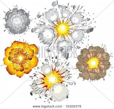 様々 なベクトル コレクション爆弾、燃料、ダイナマイト、ガス、噴火の爆発爆発