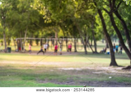 Abstract Blurred Group Of Latin America Outdoor Volleyball Players