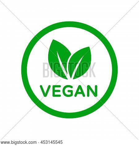 Vegan Food Diet Icon. Organic, Bio, Eco Symbol. Vegan, No Meat, Lactose Free, Healthy, Fresh And Non