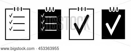 Clipboard Line Icon With Check Mark Symbol. Vector Clipboard With Ok Symbol, Work Concept, Business 