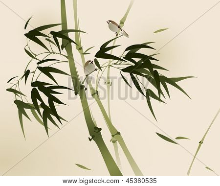 oriental style painting, bamboo branches