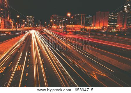 Traffic In Motion At Night