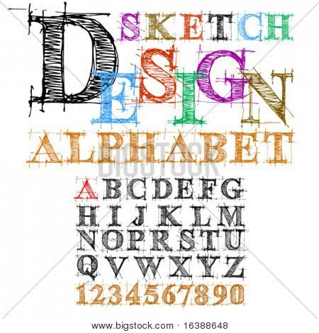 vector sketch design alphabet