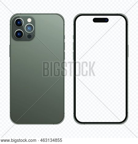 Iphone 14 Pro Mockup. Mockup Screen Iphone And Back Side Iphone. Iphone 14 Realistic Vector. Smartph