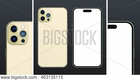 Iphone 14 Pro Mockup. Iphone 14 Realistic Vector. Smartphone Mockup. Mockup Screen Iphone And Back S