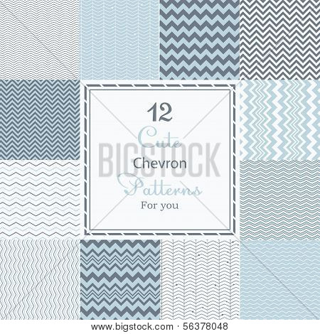 12 Cute different vector seamless patterns (tiling).