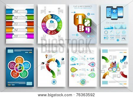 Set of Flyer Design, Web Templates. Brochure Designs, Technology Backgrounds. Mobile Technologies, Infographic  ans statistic Concepts and Applications covers.