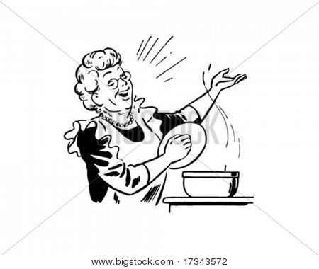 Lady Cook With Pot - Retro Clip Art