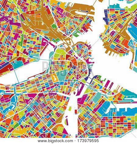 Boston Colorful Vector Map