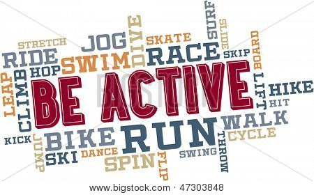 Active Fitness Word Cloud Collage