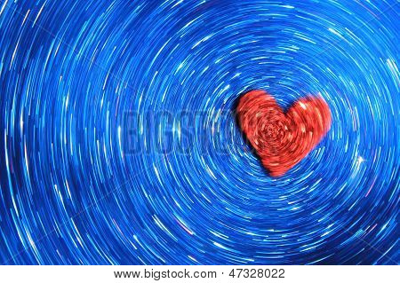 Red Love Heart and Blue Beauty Background