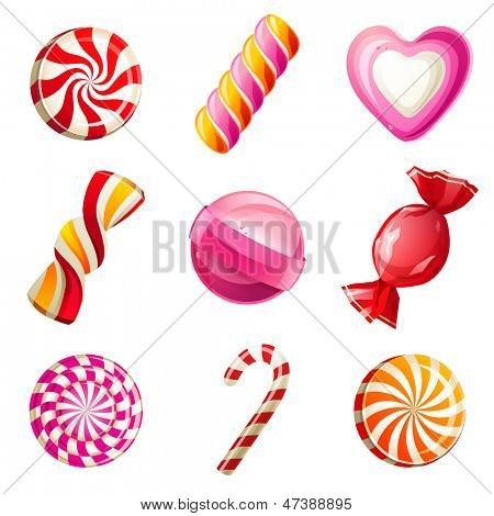 Sweets and candies icons set