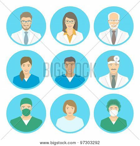 Medical Clinic Staff Flat Avatars