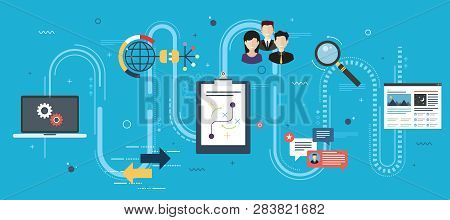 Marketing Strategy, Advertising And Business. Team Work, Communication And Business Icons. Marketing