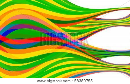 Green, Yellow; Red; Violet And Blue Vector Combined Abstract Lines