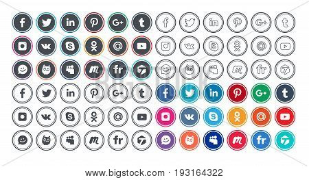 Set of social networking icons in different styles