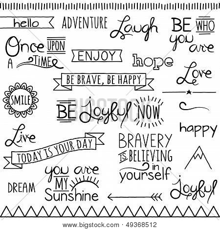 Vector Collection of Hand Drawn Doodle Word and Phrases