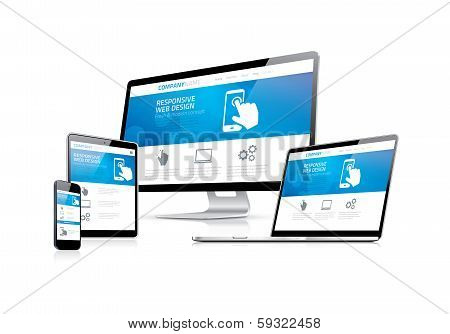 Website coding development with responsive web design concept