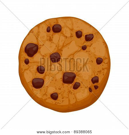 Chocolate chips cookie vector illustration.