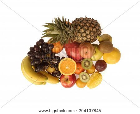 Detail of som fruits on white background