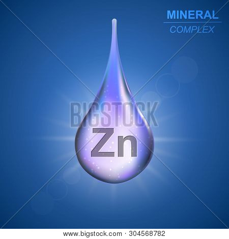 Zinc Mineral Shining Blue Drop Icon .mineral Complex Background