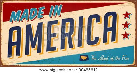 Vintage Made in America Metal Sign - Vector EPS10. Grunge effects can be easily removed.