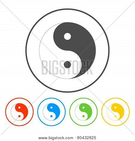 Yin Yang Symbol - Black And White Vector Illustration.